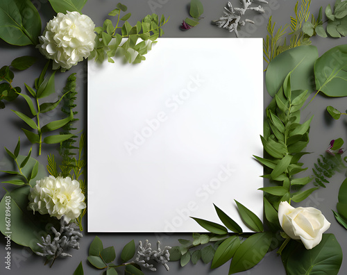 Photo Top view Blank paper for Greeting card invitation mockup business mock up empty space for text