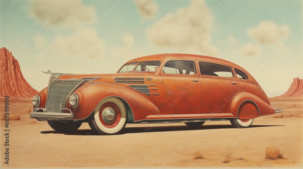 Fototapeta premium vintage car on the road