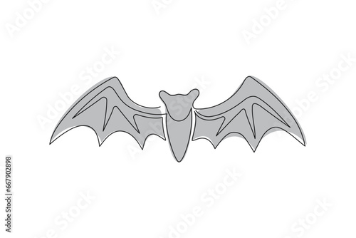 Abstract Bat for Halloween Continuous One Line Drawing. Black and white vector illustration.