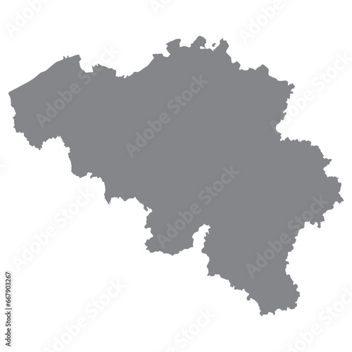 Belgium map. Map of Belgium in details in grey