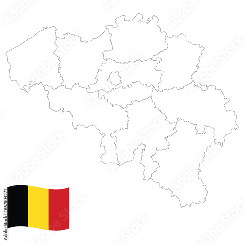 Map of Belgium with Belgium flag