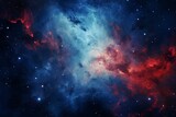 Blue galaxy with red accents: stars, nebulae, outer space. Generative AI