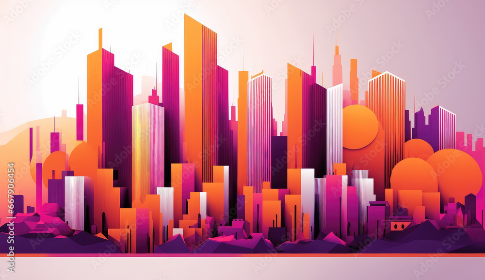 Purple Orange Modern Urban Complex
