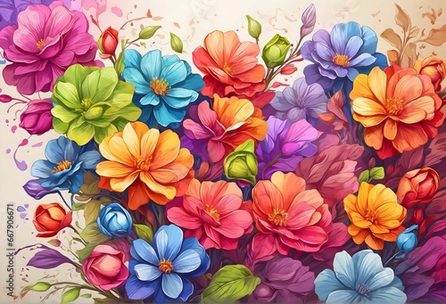 Vintage floral background with colorful flowers. EPS 10 vector file included, vintage floral background, colorful flowers, eps 10, vector file included, botanical illustration, vintage design, retro