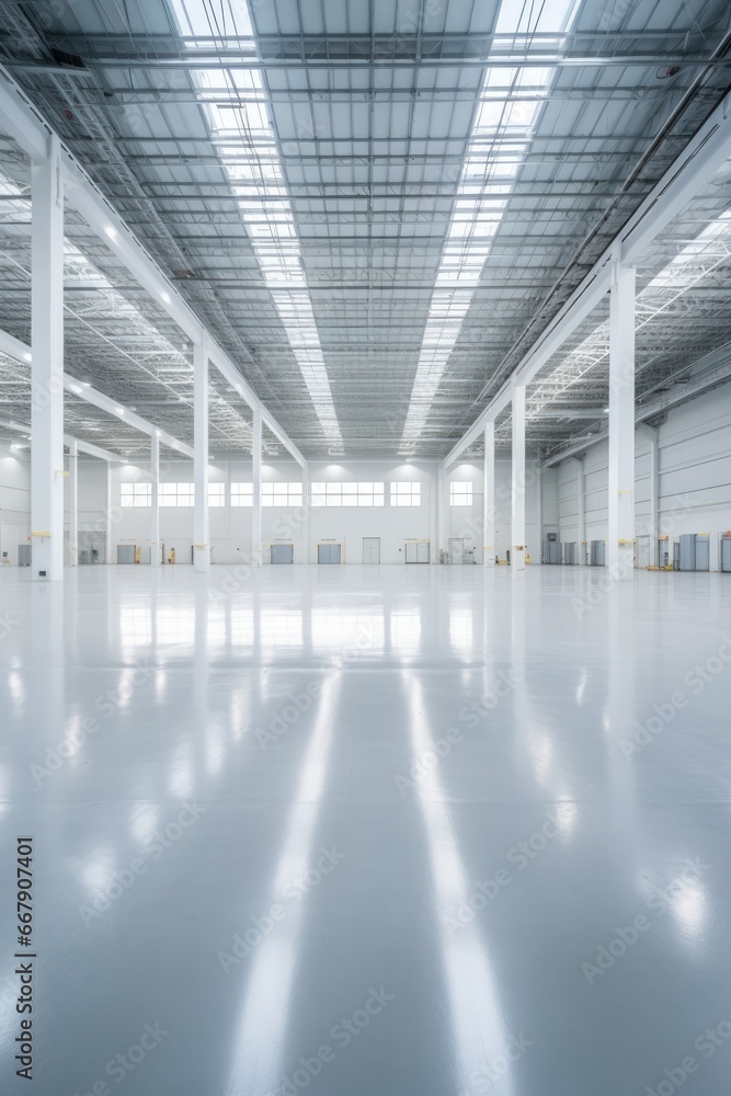 An empty of a modern space for manufacturing factory or large warehouse An empty of a modern space for manufacturing factory or large warehouse