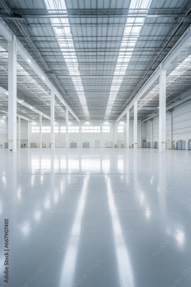 An empty of a modern space for manufacturing factory or large warehouse