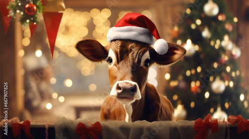 cow with christmas presents