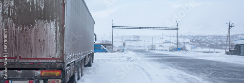truck in snowy road