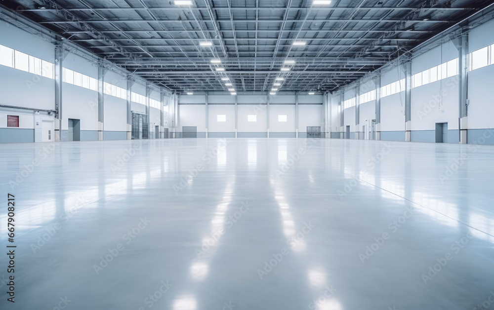 An empty of a modern space for manufacturing factory or large warehouse