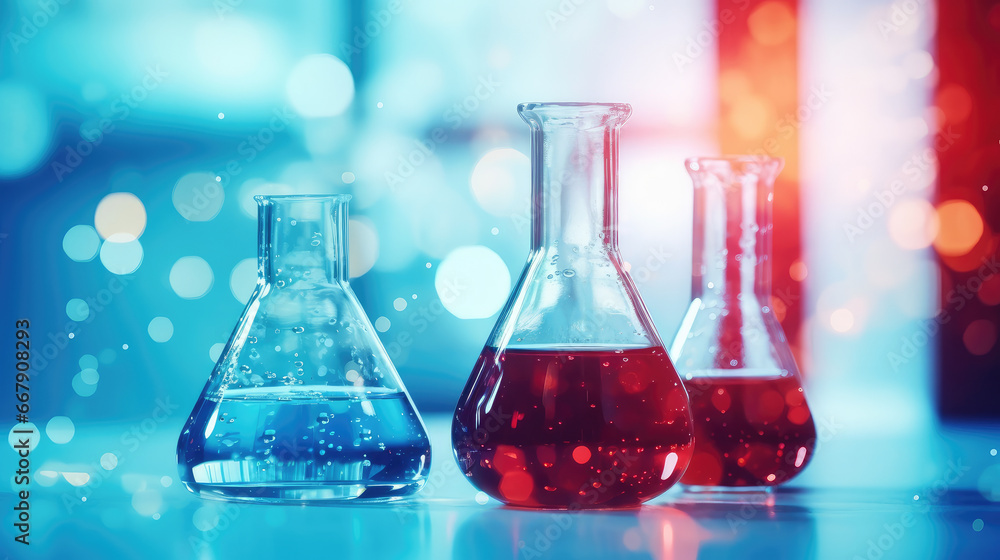 Some reagent bottles are placed on the laboratory table Some reagent bottles are placed on the laboratory table