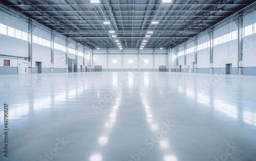 An empty of a modern space for manufacturing factory or large warehouse © piai