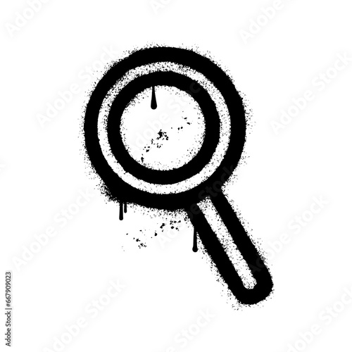 magnifying glass sprayed in graffiti style.