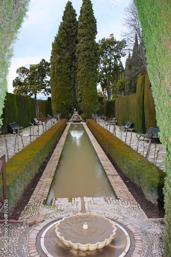 Fototapeta Naklejka Na Ścianę i Meble -  Grounds of Alhambra fortress and palace in Andalusia