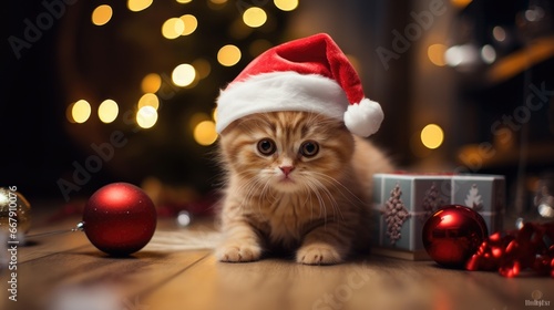little cat celebrating christmas