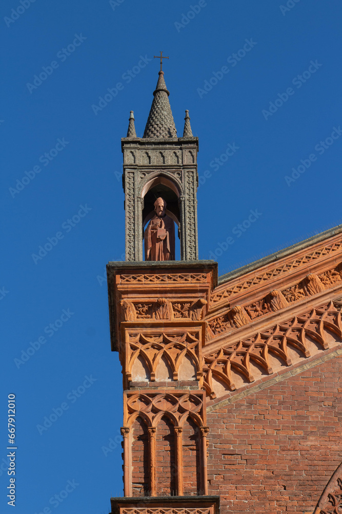 Brick Italian Church Facade with Ornaments
