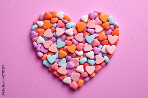 Valentine's Day heart-shaped candy postcard. Generative AI
