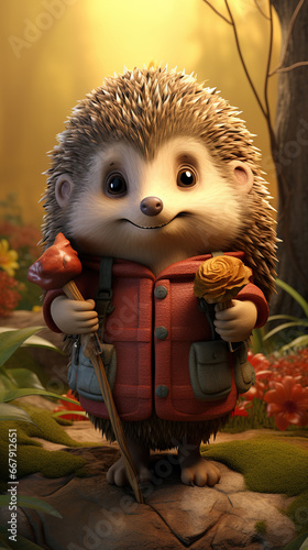 Adorable Hedgehog Enjoying the Charm of Autumn with Its Irresistible Cuteness in a Stunning Fall Foliage Setting