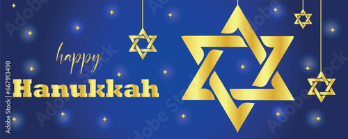 Greeting banner for Hanukkah celebration with David stars