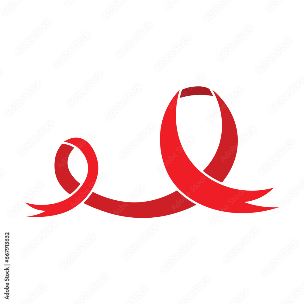 Red ribbon on white background. AIDS Awareness Day Red ribbon on white background. AIDS Awareness Day