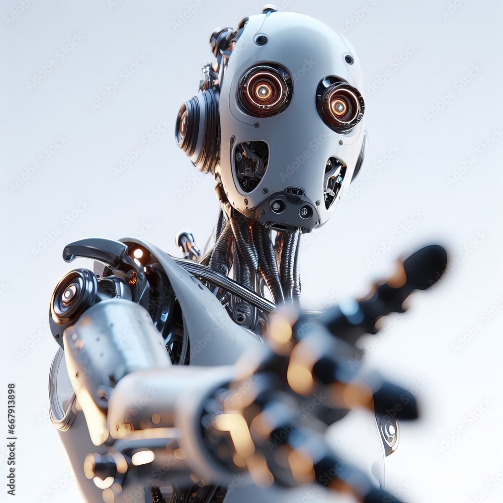 Fototapeta premium Humanoid Robot Android Technology Cyborg Machine Learning Human Like 