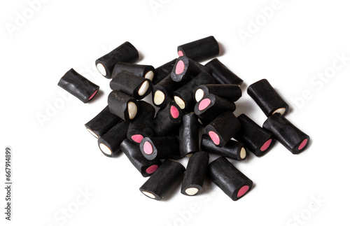 Licorice candy on the white...