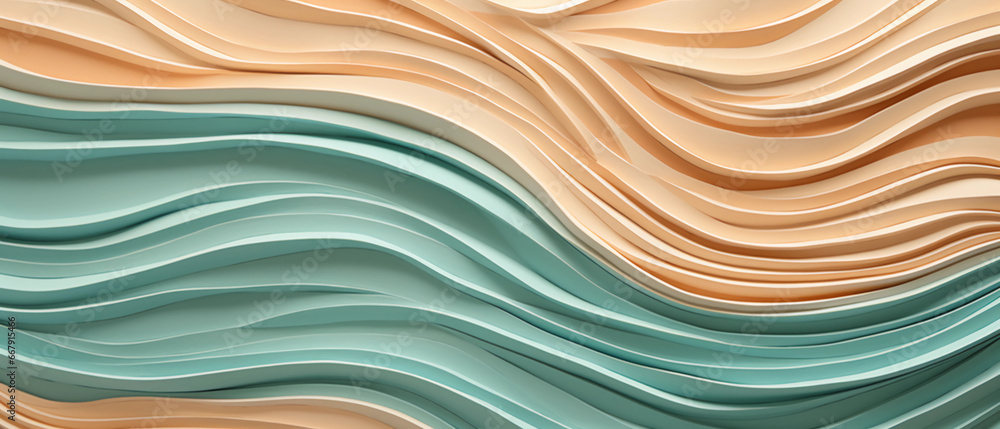Abstract turquoise and warm sand color 3D waves Abstract turquoise and warm sand color 3D waves