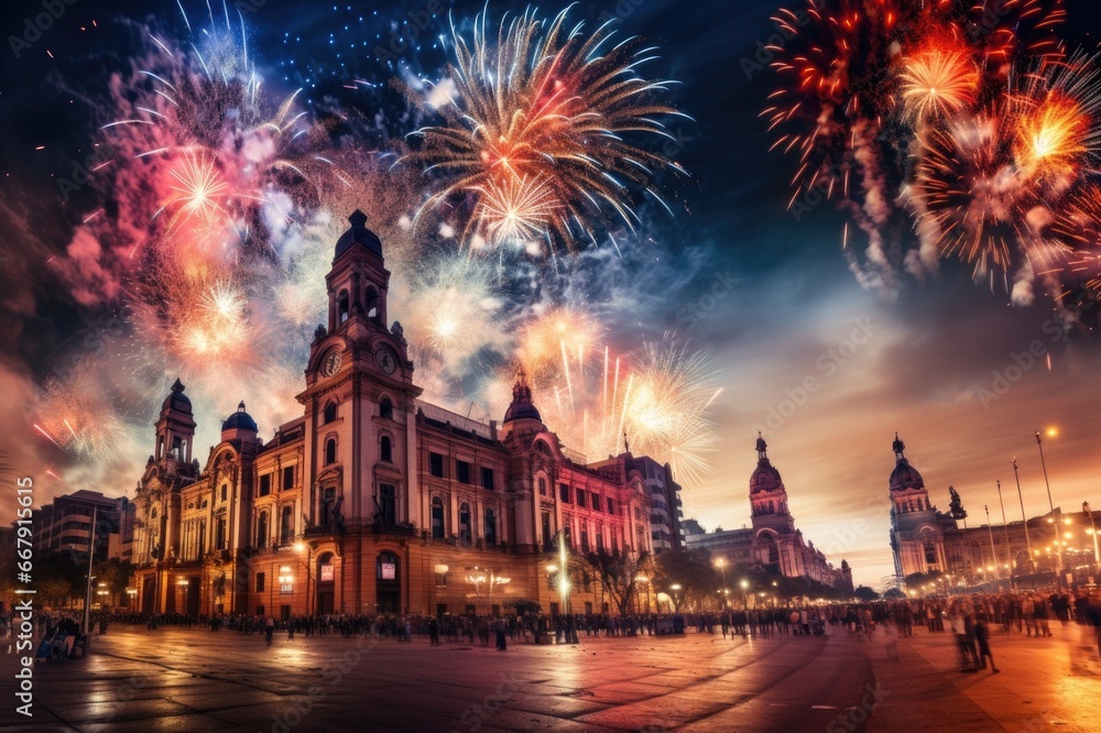 Buenos Aires, Argentina, fireworks, celebration of the Christmas and New Year.