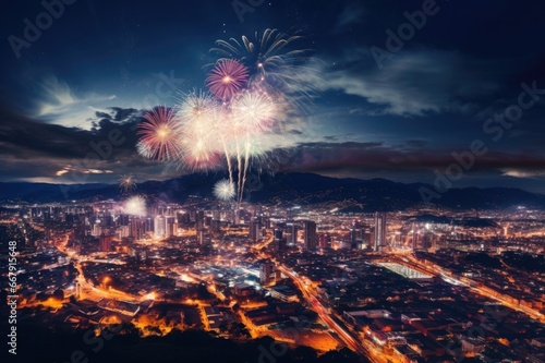 Bogota, Colombia. fireworks, celebration of the Christmas and New Year.