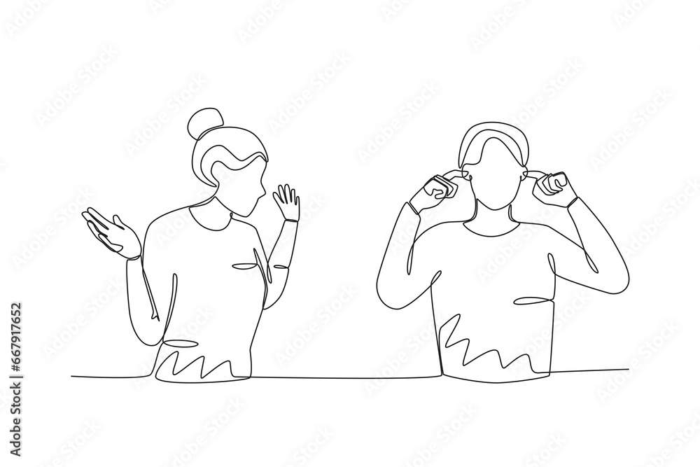 A couple involved in a conflict in a relationship. Relationship problem one-line drawing A couple involved in a conflict in a relationship. Relationship problem one-line drawing