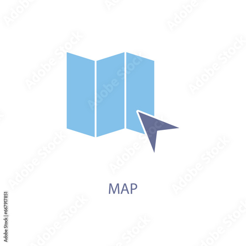 Free Download Map concept line icon. Simple element illustration. Map concept outline symbol design. - GFXLoad