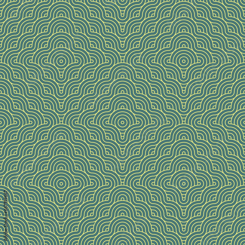 Asian style seamless pattern with overlapping half circles