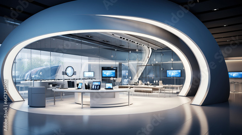 Futuristic Office of Tomorrow, Where Minimalism Meets Elegance in Perfect Harmony, Redefining the Workspace of the Future
