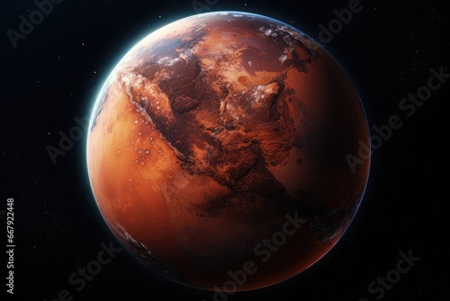 Planet Mars in a black background