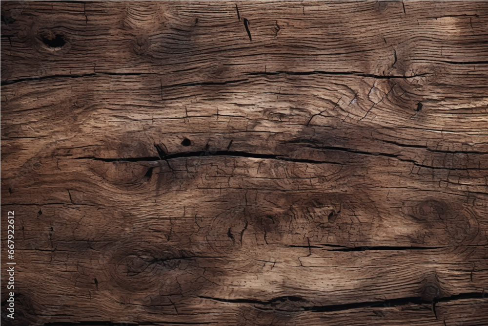 texture of old dark cracked wood with knots