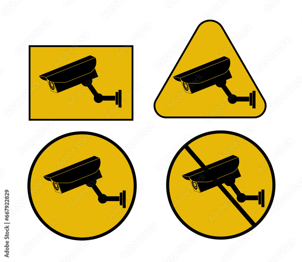 Distintas señales de cámara de seguridad, símbolo de prohibición de cámara de vigilancia. Distintas señales de cámara de seguridad, símbolo de prohibición de cámara de vigilancia.