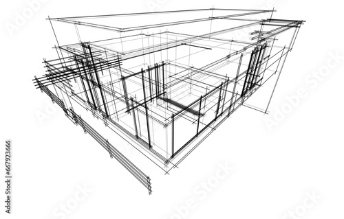 house building sketch architecture 3d illustration