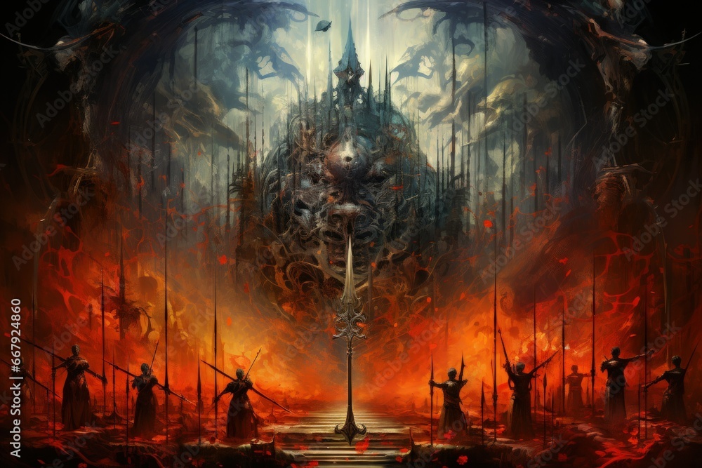 Fototapeta premium Sentient enchanted swords, whispering ancient battle strategies to their wielders - Generative AI