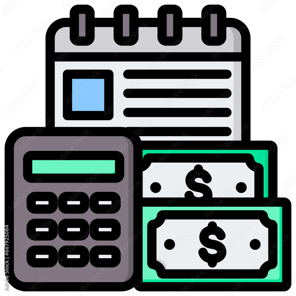 Financial Planner Outline Color Icon Financial Planner Outline Color Icon