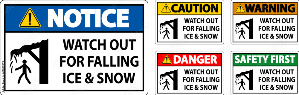 Caution Sign Watch Out For Falling Ice And Snow Caution Sign Watch Out For Falling Ice And Snow