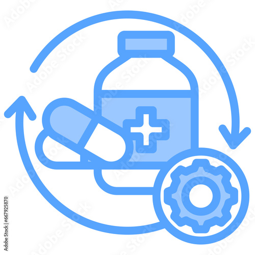 Hospital Pharmacy Management Blue Icon