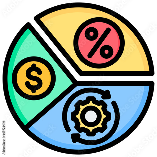 Profit Margin Outline Color Icon