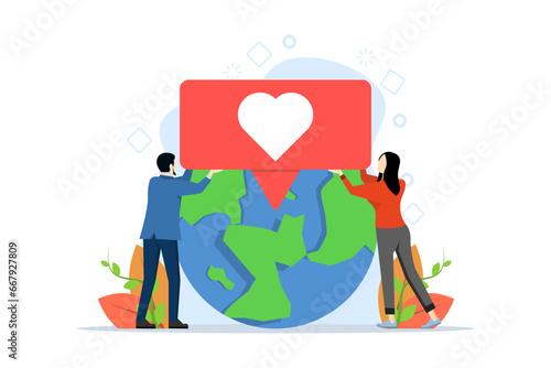 concept of responsibility, honesty, time management with tiny people. abstract vector illustration of personal and professional skills. Personnel training, employee coaching metaphor.