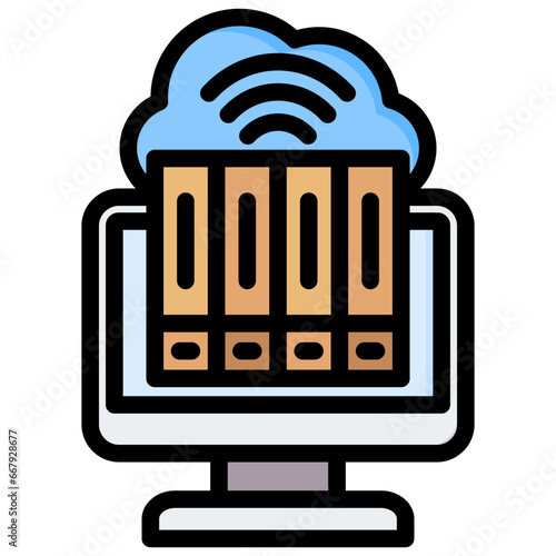 Online Library Outline Color Icon