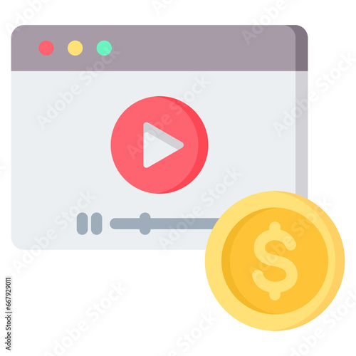 Video Monetization Flat Icon