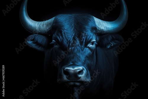 Blue Bull Portrait symbolizing a economic recession