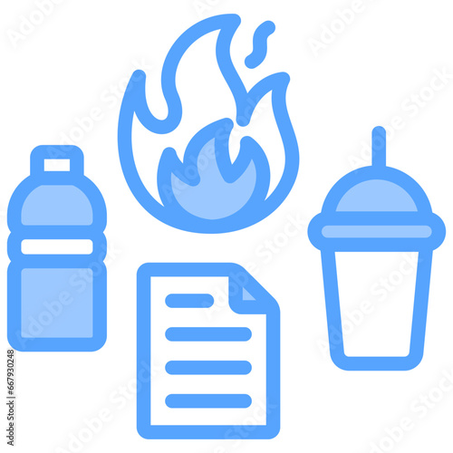Waste Burning Blue Icon