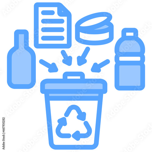 Single Stream Recycling Blue Icon