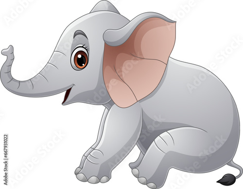Cartoon elephant on white background
