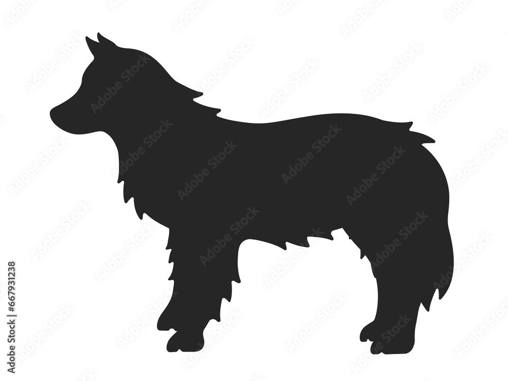 シベリアンハスキー犬のシルエットのイラスト