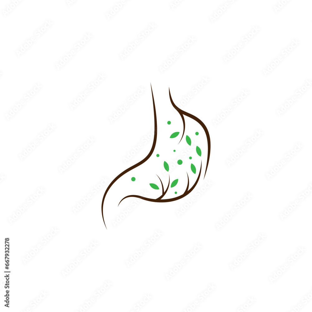 Stomach Logo vector illustration design with combination of natural plants, healthy stomach template Stomach Logo vector illustration design with combination of natural plants, healthy stomach template